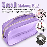 Small Clear Travel Makeup Organizer Bag For Purse Cute Makeup Bag Preppy Cosmetic Zipper Pouch Purse Transparent Pvc Nylon W