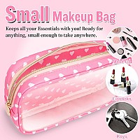 Small Clear Travel Makeup Organizer Bag For Purse Preppy Makeup Bag Cute Cosmetic Zipper Pouch Purse Transparent Pvc Nylon W