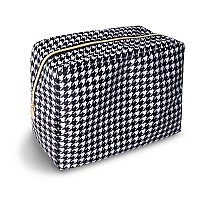 Uixizq Waterproof Large Makeup Bag Pouchnylon Women Travel Toiletry Storage Bag Houndstooth Cosmetic Bag For Girlsbig Preppy M