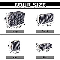 Uixizq Waterproof Large Makeup Bag Pouchnylon Women Travel Toiletry Storage Bag Houndstooth Cosmetic Bag For Girlsbig Preppy M