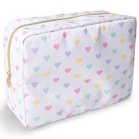 Nylon Large Makeup Bag Travel Cosmetic Bag Pouch Big Preppy Makeup Bag Cute Cosmetic Zipper Pouch Purse Waterproof Toiletry Ba