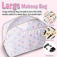 Nylon Large Makeup Bag Travel Cosmetic Bag Pouch Big Preppy Makeup Bag Cute Cosmetic Zipper Pouch Purse Waterproof Toiletry Ba