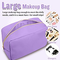 Nylon Large Makeup Bag Travel Cosmetic Bag Pouch Preppy Big Makeup Bag Cute Cosmetic Zipper Pouch Purse Waterproof Toiletry Ba