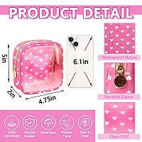 Uixizq Clear Mini Makeup Bag For Purse Small Nylonpvc Cosmetic Travel Bag Tsa Approved Toiletry Bag With Zipper Preppy Transp