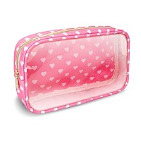 Clear Small Makeup Bag With Zipper Nylonpvc Cosmetic Travel Bag Preppy Tsa Approved Toiletry Bag For Women Girls Transparent