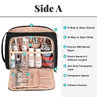 Cubetastic Travel Makeup Bag Large Cosmetic Bag With Makeup Brush Comparment Portable Make Up Organizer Zipper Pouches For Wom