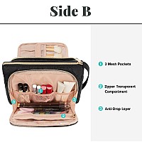 Cubetastic Travel Makeup Bag Large Cosmetic Bag With Makeup Brush Comparment Portable Make Up Organizer Zipper Pouches For Wom