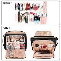 Cubetastic Travel Makeup Bag Large Cosmetic Bag With Makeup Brush Comparment Portable Make Up Organizer Zipper Pouches For Wom