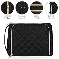 Cubetastic Travel Makeup Bag Large Cosmetic Bag With Makeup Brush Comparment Portable Make Up Organizer Zipper Pouches For Wom