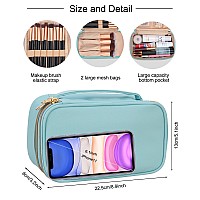 Relavel Small Makeup Bag Travel Makeup Organizer 2 Layers Cosmetic Bag With Makeup Brush Holder Compact Makeup Pouch For Wome