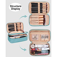 Relavel Small Makeup Bag Travel Makeup Organizer 2 Layers Cosmetic Bag With Makeup Brush Holder Compact Makeup Pouch For Wome