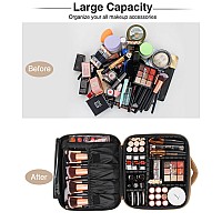 Relavel Travel Makeup Train Case Makeup Cosmetic Case Organizer Portable Artist Storage Bag With Adjustable Dividers For Cosmeti