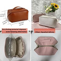 Mingri Large Capacity Travel Cosmetic Bag For Women Portable Pu Leather Makeup Bag Water Resistant Flat Open Multifunctional Sto