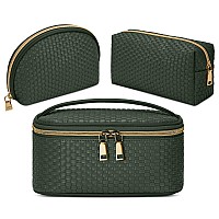 Ktmouw Makeup Bag 3 Pcs Waterproof Cosmetic Bag Set Portable Travel Cosmetic Bag Multifunction Organizer Storage Bag Weave Toile