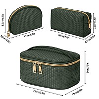 Ktmouw Makeup Bag 3 Pcs Waterproof Cosmetic Bag Set Portable Travel Cosmetic Bag Multifunction Organizer Storage Bag Weave Toile