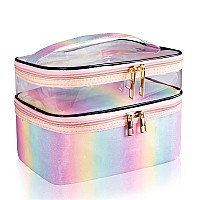 Imerelez Travel Makeup Bag Cosmetic Bag Makeup Bags For Women Cosmetics Cases Portable Waterproof Foldable Rainbow