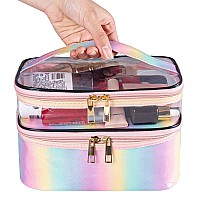 Imerelez Travel Makeup Bag Cosmetic Bag Makeup Bags For Women Cosmetics Cases Portable Waterproof Foldable Rainbow