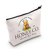 Tobgbe Pooh Bear Gifts Vintage Hundred Acre Woods Honey Co Zipper Cosmetic Bag Gift Pooh Gift For Women Pooh Lover Gift (Hundred Acre)