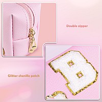 Elilier Personalized Birthday Gifts For Women Preppy Patch Makeup Bag Chenille Letter Pouch Cosmetic Bag Travel Organizer Ch