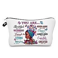 African American Makeup Bag For Purse Afro Black Cosmetic Bags For Women Inspirational Gift Small Funny Cosmetics Pouch Travel B