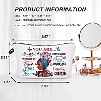 African American Makeup Bag For Purse Afro Black Cosmetic Bags For Women Inspirational Gift Small Funny Cosmetics Pouch Travel B