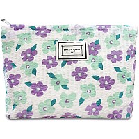 Stardw Cosmetic Bags For Women Flower Makeup Bag Cute Cosmetic Bag Travel Toiletry Bag Large Capacity Canvas Makeup Organizer Ba