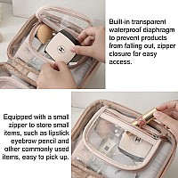 Veki Tsa Approved Toiletry Bag Transparent Makeup Bag Double Travel Cosmetic Bags Case Waterproof Toiletries Bag Large Capacity Open Storage Bag Organizer For Women And Girls (Small Pink)