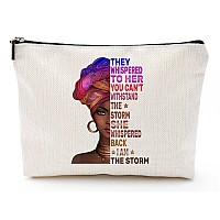 African American Makeup Bag For Purse Canvas Afro Black Women Cosmetic Bags Inspirational Gift Small Funny Cosmetics Pouch Trave