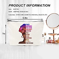 African American Makeup Bag For Purse Canvas Afro Black Women Cosmetic Bags Inspirational Gift Small Funny Cosmetics Pouch Trave