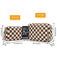 Narwey Small Makeup Bag For Purse Travel Makeup Pouch Mini Cosmetic Bag For Women Dark Checkerboard Small