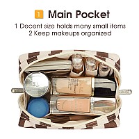 Narwey Small Makeup Bag For Purse Travel Makeup Pouch Mini Cosmetic Bag For Women Dark Checkerboard Small