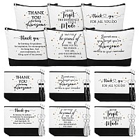 Sanwuta 48 Pieces Thank You Valentines Gifts for Women Make up Bags Bulk Thank Gifts Employee Appreciation 24 Makeup Bags Canvas Bags with 24 Inspirational Sign Keychains for Women Men(Classic)