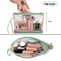 Ethereal Clear Makeup Bag Green Makeup Bag For Purse Travel Makeup Bag For Women Tsa Approved Cosmetic Bag Waterproof Small Toi