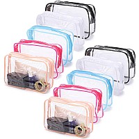 Tbestmax 10 Pcs Clear Cosmetic Bags Small Makeup Bags Portable Waterproof Travel Toiletry Bags Colorful Organizer 75X 48X