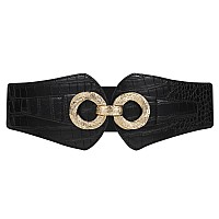 Jasgood Womens Fashion Vintage Wide Elastic Stretch Waist Belt With Interlock Buckle Halloween Belt