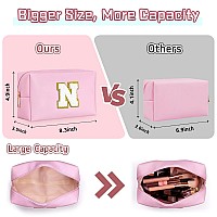 Topeast Preppy Small Makeup Bag Chenille Letter Pouch Cosmetic Bag With Zipper Pu Leather Waterproof Toiletry Bag Personalize