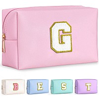 Topeast Sister Gifts From Sisters Travel Makeup Bag Personalized Initial Toiletry Bag Cute Makeup Pouch Pu Leather Waterpro