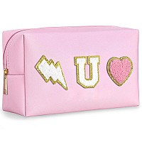 Topeast Preppy Things For Girls Initial Makeup Bag Monogrammed Cosmetic Tolietry Bag For Girls Gift For Daily Use Cute Birthda