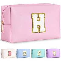 Topeast Preppy Bag Monogrammed Makeup Bags With Zipper Cute Makeup Pouch Initial Birthday Gifts Bag For Daughter Friends Sist