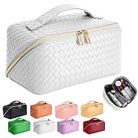 Zauknya Large Capacity Travel Cosmetic Bag Makeup Bag Portable Leather Waterproof Women Travel Makeup Bag Organizer With Han