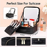 Vanmrior Travel Makeup Bag With Led Lighted Make Up Case With Mirror 3 Color Setting Cosmetic Makeup Box Organizer Vanity Case For Women Beauty Tools Accessories Case Rechargeable