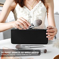 Feryes Silicone Makeup Brush Bag Elegant Cosmetic Brushes Pouch Bag With Ykk Zipper Travel Makeup Tools Organizer Bag Black