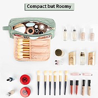 Cubetastic Green Makeup Bag Travel Cosmetic Bag For Women Portable Cute Make Up Organizer Pouch With Makeup Brush Compartment