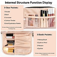 Cubetastic Makeup Bag Travel Cosmetic Bag For Women Portable Cute Make Up Organizer Pouch With Makeup Brush Compartment Two Op