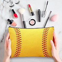 Eccliy 20 Pcs Sport Makeup Bag Sport Cosmetic Bag Canvas Gifts Softball Volleyball Football Baseball Tennis Accessories For Girl