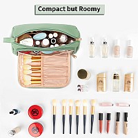 Cubetastic Green Makeup Bag Small Cosmetic Bag With Makeup Brush Compartment Portable Cute Make Up Organizer Case For Women Gir