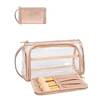 Cubetastic Clear Makeup Bag Transparent Cosmetic Case Travel Makeup Up Zipper Pouch Portable Cute Small Toiletry Bag With Han