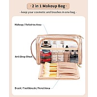 Cubetastic Clear Makeup Bag Transparent Cosmetic Case Travel Makeup Up Zipper Pouch Portable Cute Small Toiletry Bag With Han