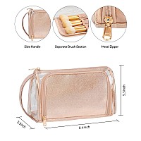 Cubetastic Clear Makeup Bag Transparent Cosmetic Case Travel Makeup Up Zipper Pouch Portable Cute Small Toiletry Bag With Han