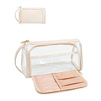 Cubetastic Clear Makeup Bag Transparent Cosmetic Case Travel Makeup Up Zipper Pouch Portable Cute Small Toiletry Bag With Han